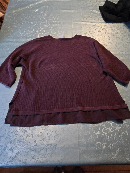 Chico's Plum Purple Layered Hem 3/4 Sleeve Soft Sweater Top Size 3 (XL) i28 - Picture 5 of 6